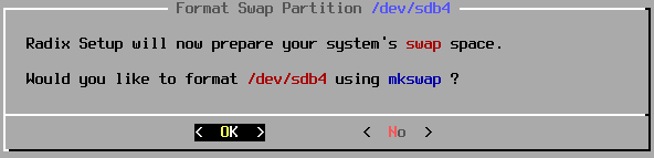 Select swap partition